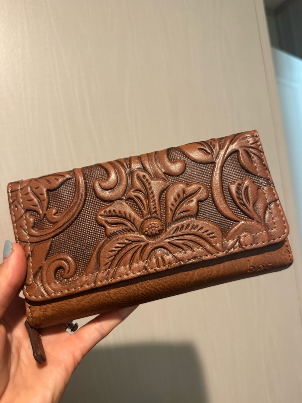 Embossed Floral Leather Wallet